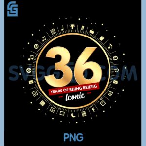 36 Years of Being Iconic PNG, Birthday Gift Celebration PNG