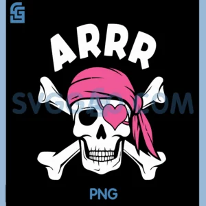 Arrr Pirate Eyepatch Heart PNG, Cute Halloween PNG