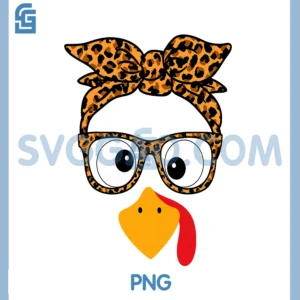 Thanksgiving Turkey Face PNG, Leopard Print Glasses Autumn Fall PNG