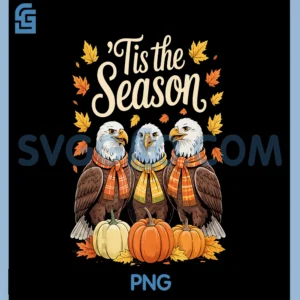 Tis The Season Bald Eagle PNG, Fall Autumn Bird Pumpkin PNG