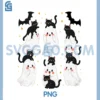 Whimsical Haunted Cat and Ghost Collection PNG, Spooky Season PNG