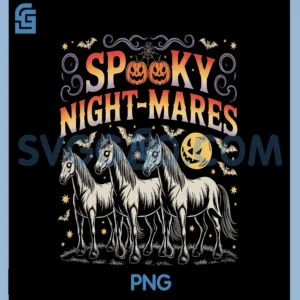 Horror Retro Spooky PNG, Night Mares Horses Boo PNG, Ghosts Halloween PNG