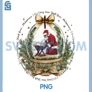 Every Knee Shall Bow PNG, Funny Kneeling Santa Baby Jesus PNG
