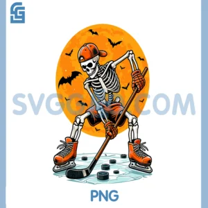 Ice Hockey Skeleton PNG, Spooky Halloween Hockey Player PNG