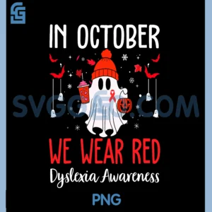 in October We Wear Red PNG, Dyslexia Awareness Month Halloween PNG