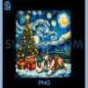 Bulldog Christmas Van Gogh PNG, Starry Night Style Artwork Winter PNG