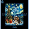 Cavalier Spaniel Christmas PNG, Van Gogh Starry Night Style PNG