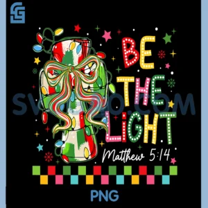 Christian Christmas PNG, Be The Light Coquette Bow Cross PNG