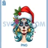 Christmas Sugar Skull Art PNG, Santa Hat Festive Design PNG