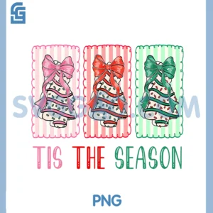Coquette Bow Tis The Season PNG, Christmas Tree PNG, Cakes Cute Xmas PNG