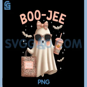Coquette Leopard Ghost PNG, Coffee Boo-JEE Boujee PNG, Ghost Halloween PNG