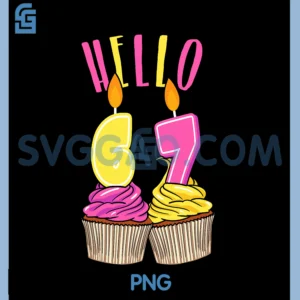 Cupcake 67th Birthday Party PNG, Icing Sweet Frosting Fairy Cake PNG