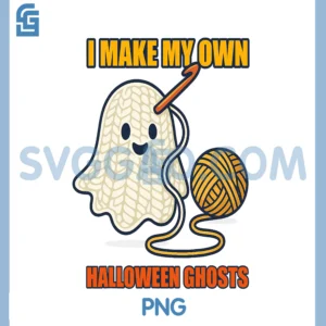Cute Ghost Crochet PNG, Knitting Lovers Halloween Funny PNG