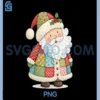 Cute Santa Claus Christmas PNG, Vintage Patchwork Cozy Holiday PNG