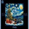 Dachshund Christmas PNG, Van Gogh Starry Night Style Paint Winter PNG