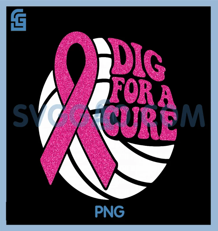 Dig For Cure Pink Ribbon PNG, Volleyball Breast Cancer Awareness PNG