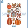 Fall Boho Floral Pumpkin PNG, Coquette Bow Thanksgiving Vintage PNG