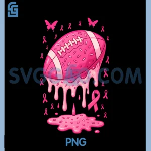 Football Drip Ice Cream PNG, Breast Cancer Awareness PNG