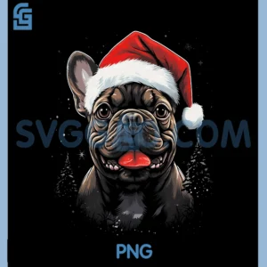 French Bulldog Dog Christmas PNG, Funny Santa Holiday PNG