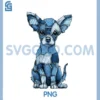 Funny Chihuahua Dog Blue PNG, Denim Patchwork Graphic Animal PNG