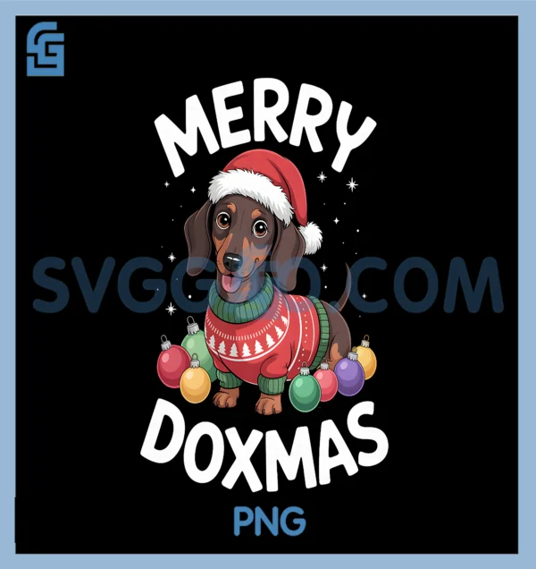 Merry Doxmas PNG, Funny Dachshund Lover PNG, Christmas Holiday PNG – SVGGAO