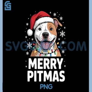 Merry Pitmas Funny PNG, Pitbull Dog Lover PNG, Christmas Holiday PNG