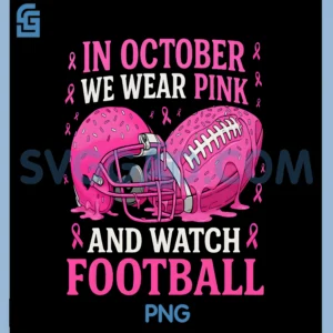 October We Wear Pink PNG, Football Ice Cream Drip Breast Cancer PNG