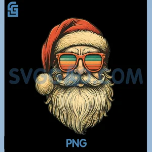 Santa Claus Face PNG, Christmas Retro Sunglasses Xmas PNG