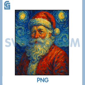 Santa Claus Starry Night PNG, Van Gogh Christmas Art PNG, Xmas Parody PNG