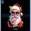 Vintage Preppy Watercolor Santa PNG, Bubble Gum PNG, Pink Sunglasses PNG