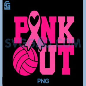 Volleyball Pink Out PNG, Breast Cancer Awareness Pink Ribbon PNG