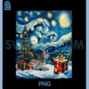 Zebra Christmas Van Gogh PNG, Starry Night Style Artwork Winter PNG