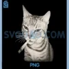 Funny Smoking Cat PNG, Cigarette Kitty Gen Z Meme PNG