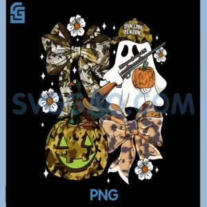 Ghost Hunting Season PNG, Camouflage Coquette Bow PNG