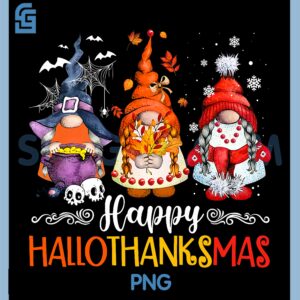 Happy Hallothanksmas Gnomes PNG, Lover Halloween Merry Christmas PNG