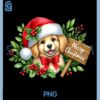 Merry Christmas Puppy PNG, Santa Hat Holly Sign PNG