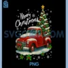 Merry Christmas Red Truck PNG, Funny Xmas Tree PNG