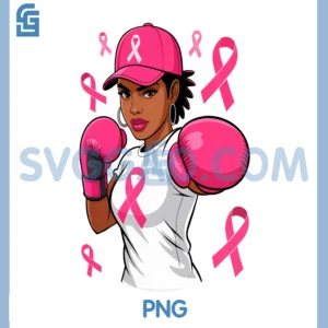 Women Black African American Fight PNG, Breast Cancer Pink Ribbon PNG