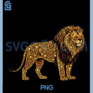 Rainbow Retro Style PNG, Colorful Dots Lion Lover PNG