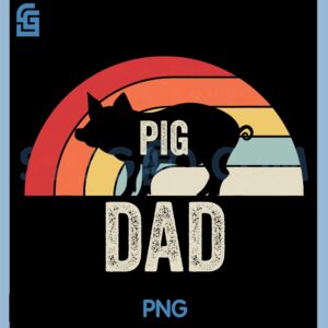 Retro Pig Dad PNG, Rainbow Silhouette Design PNG