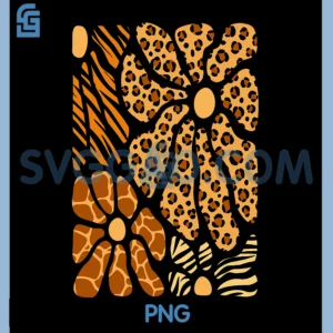 Floral Boho Flowers Cute PNG, Animals Girls Leopard Print PNG