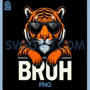 Vintage Retro Cool Tiger PNG, Bruh Graphic PNG