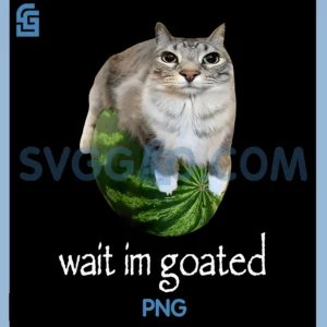 Wait Im Goated Cat Meme PNG, Funny Watermelon Silly PNG, Cat Humor PNG