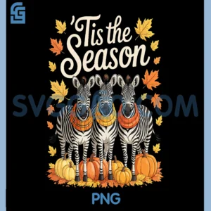 Tis The Season PNG, Zebra Fall Autumn PNG, Pumpkin Animal PNG