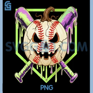 Baseball Pumpkin Halloween PNG, Baseball Drip Spooky Halloween PNG