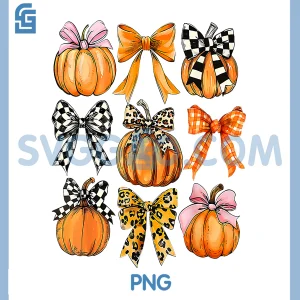 Coquette Bow PNG, Pumpkin Season Thanksgiving PNG, Autumn Fall Leaves PNG
