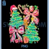 Coquette Bow Santa PNG, Christmas Tree Floral PNG, Santa Family Xmas PNG