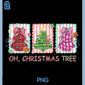 Coquette Floral Preppy PNG, Oh Christmas Tree Bow PNG, Merry & Bright PNG