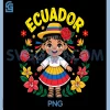 Cute Ecuador Girl PNG, Traditional Dress Flag Colors Art PNG