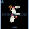 In October We Wear Red PNG, Cute Ghost Fall PNG, Halloween Art Printable PNG